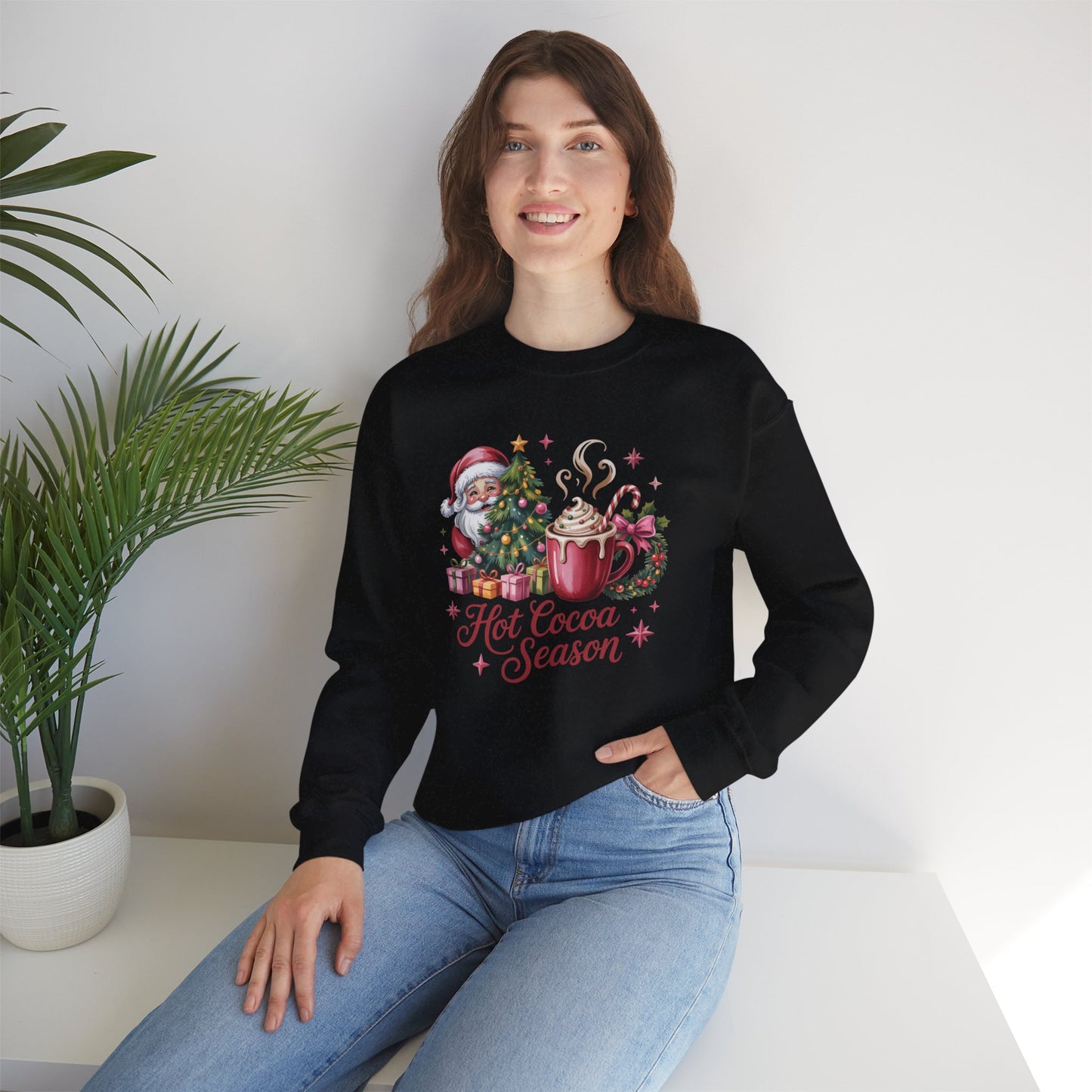 Christmas Hot Cocoa Sweatshirt — "Hot Cocoa Season" Holiday Crewneck
