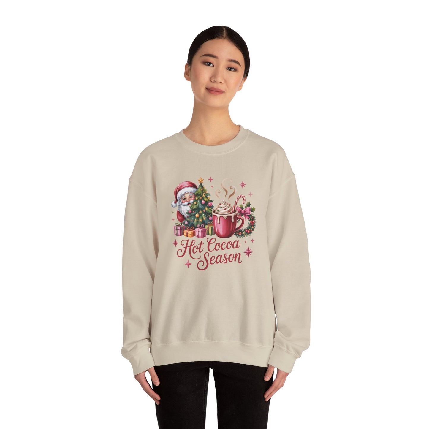 Christmas Hot Cocoa Sweatshirt — "Hot Cocoa Season" Holiday Crewneck